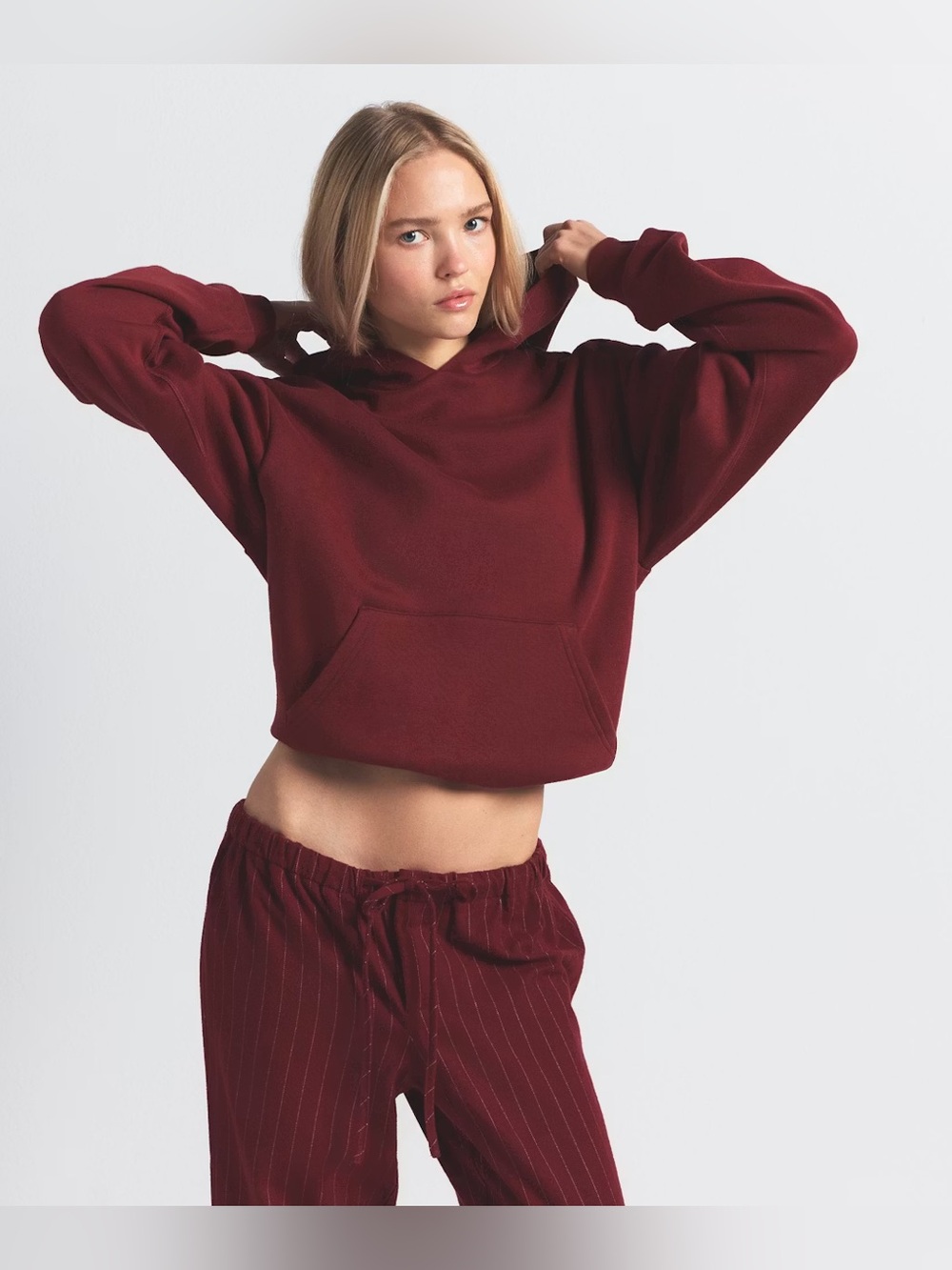 NWOT SKIMS cotton fleece pullover - Merlot• XL